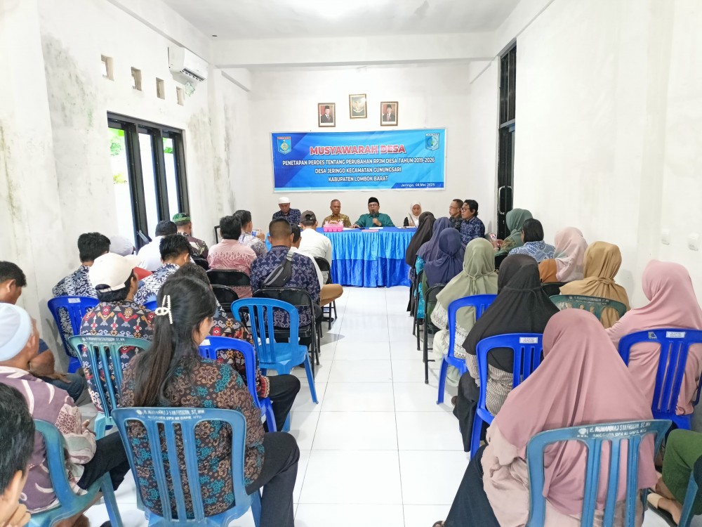 MUSYAWARAH DESA PENETAPAN PERDES TENTANG PERUBAHAN RPJM DESA TAHUN2019-2026 DESA JERINGO